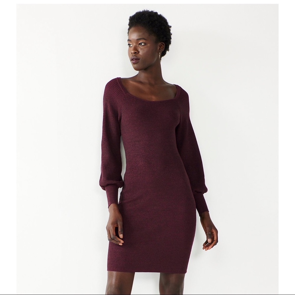 NWT Nine West Squareneck Sweater Dress Purple Size L